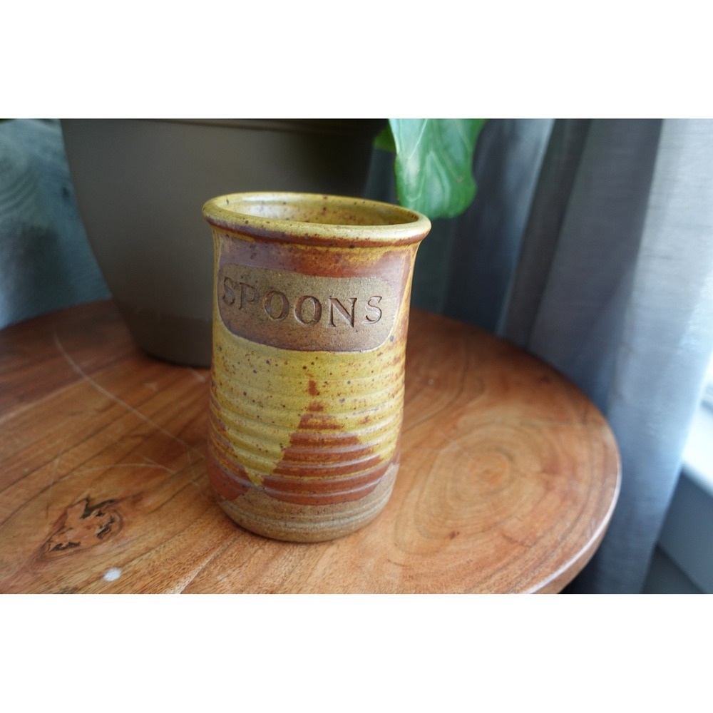 Handmade Pottery Utensil Holder‎ Ceramic Spoons Crock Kitchen Decor